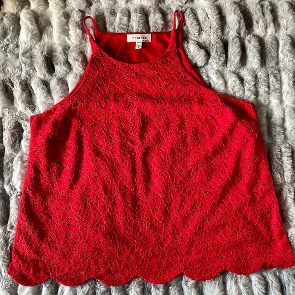 Red Summer Top size Large by Monteau Los Angeles - Picture 2 of 8